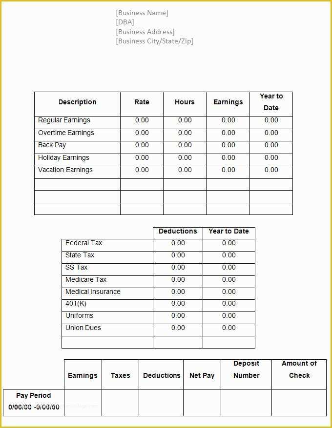Pay Stub Template Word Document Free Of 4 Free Check Stub Templates Pdf Excel Sample Documents