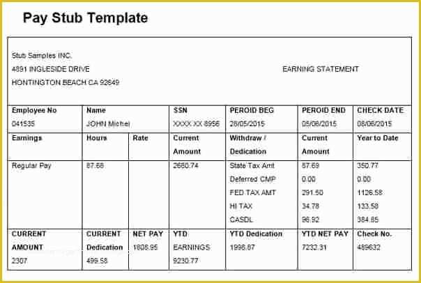 Pay Stub Template Word Document Free Of 5 Free Paycheck Stubs Templates