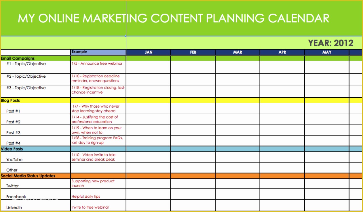 Personal Marketing Plan Template Free Of Marketing Calendar Excel
