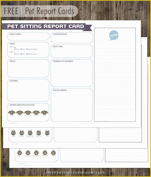 Pet Sitting Templates Free Of Free Pet Report Card Design Download