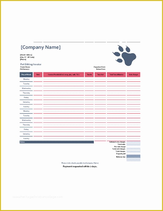 Pet Sitting Templates Free Of orders Fice