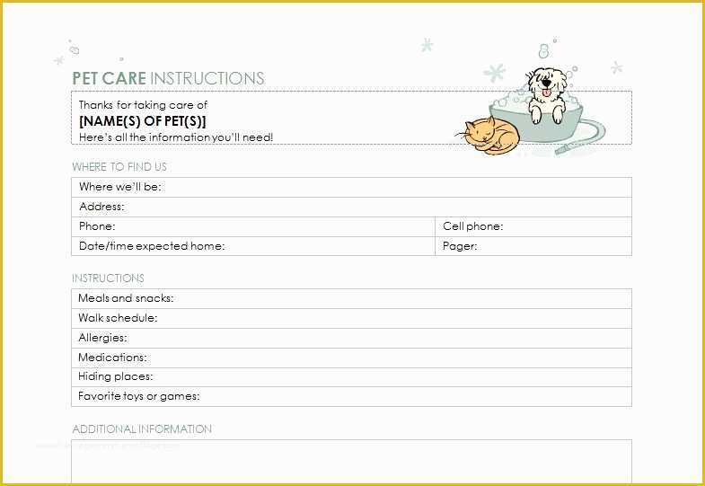 Pet Sitting Templates Free Of Pet Sitter Checklist