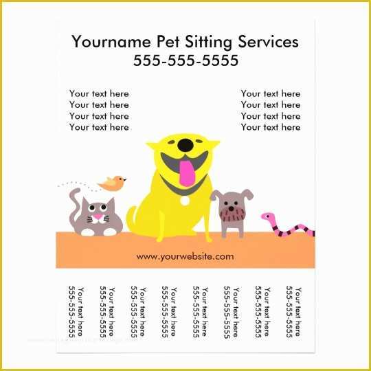 Pet Sitting Templates Free Of Pet Sitter S Flyer with Tags Dog Cat Bird Snake