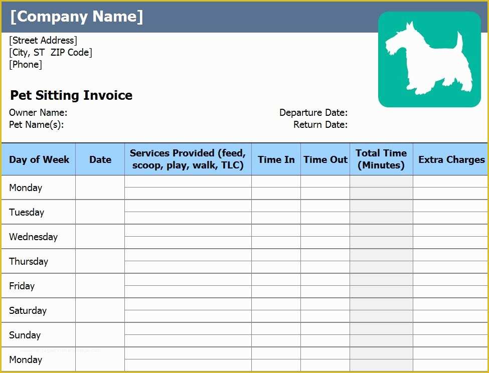 Pet Sitting Templates Free Of Pet Sitting Invoice