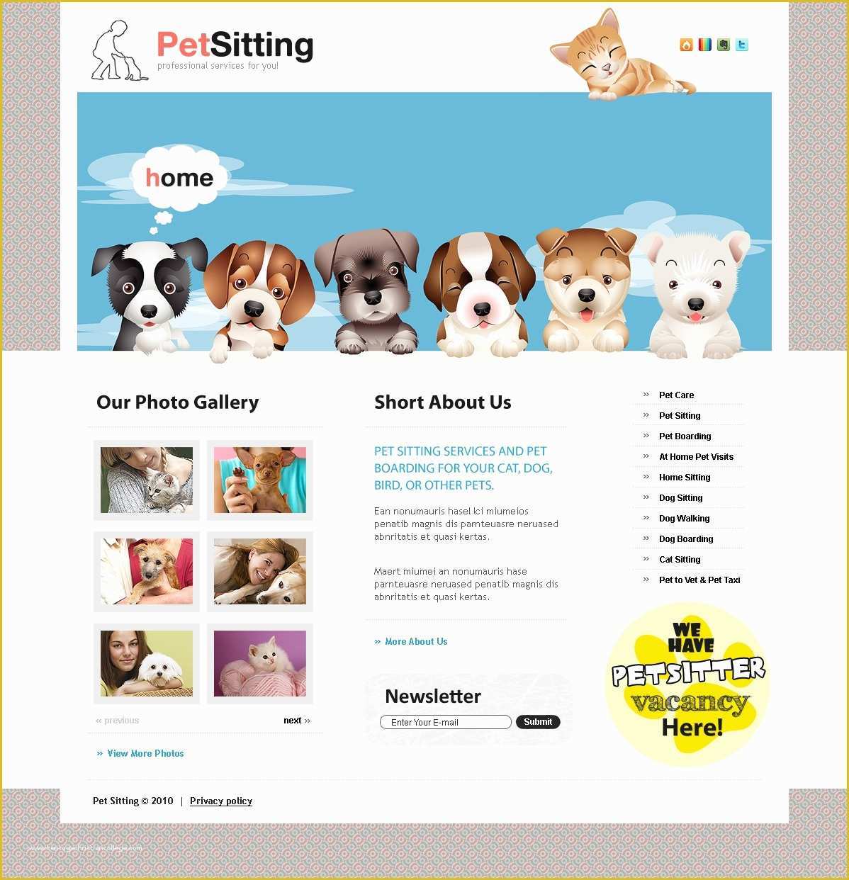 Pet Sitting Templates Free Of Pet Sitting Website Template
