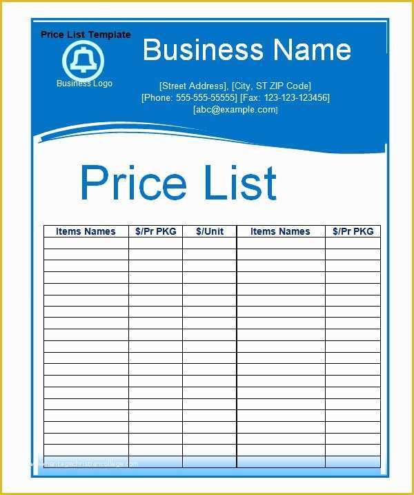 Photography Price List Template Free Download Of 6 Sample Price List Templates