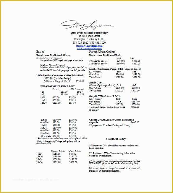 Photography Price List Template Free Download Of 9 Price List Template Free Word Excel Pdf format