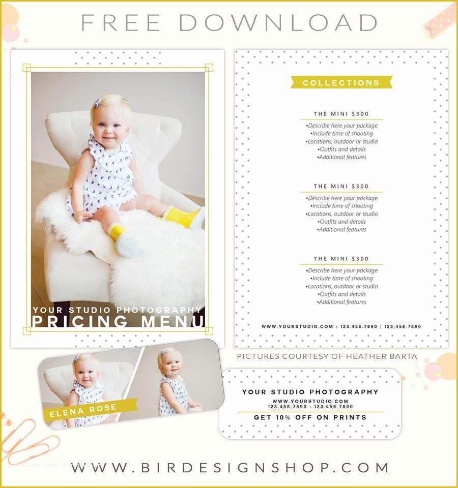 Photography Price List Template Free Download Of Free Pricing Menu Template