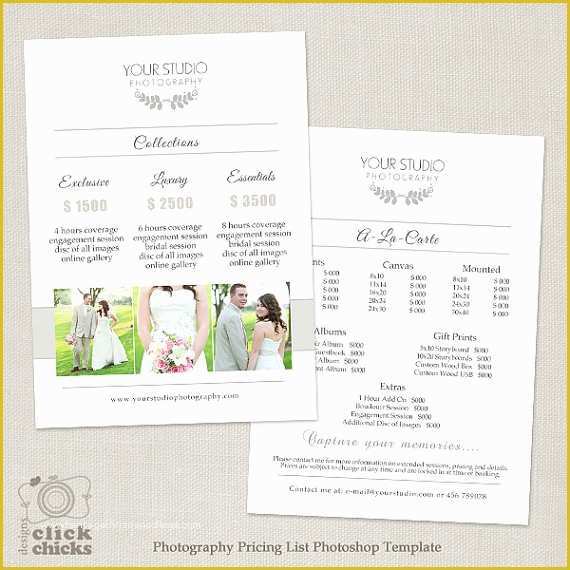 Photography Price List Template Free Download Of Wedding Graphy Pricing List Template Graphy