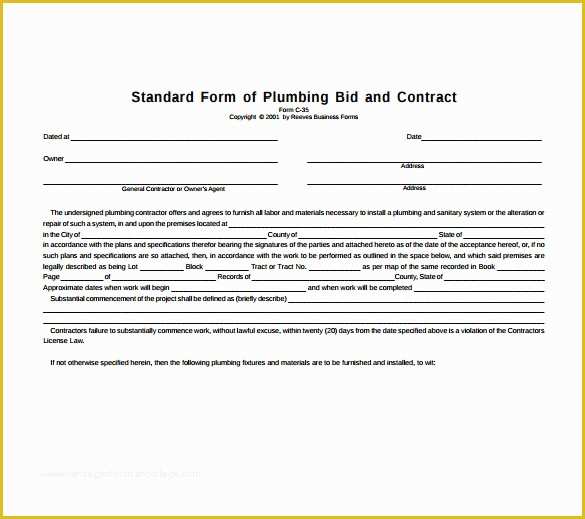 Plumbing Proposal Template Free Of 12 Plumbing Contract Templates to Download for Free