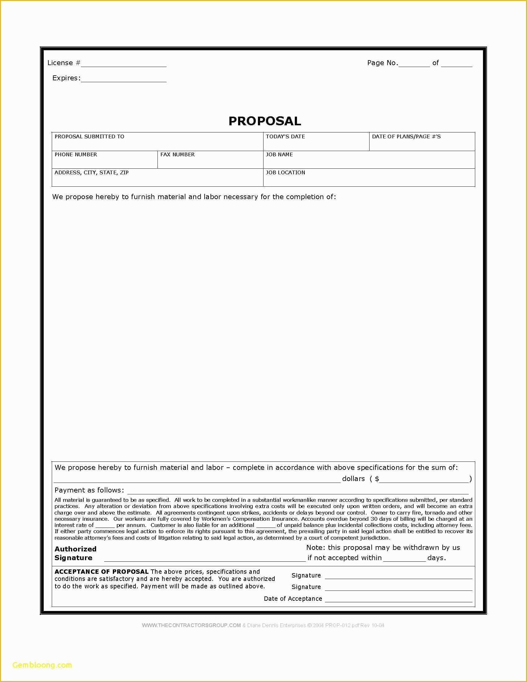 Plumbing Proposal Template Free Of Fresh Contractor Estimate and Invoice