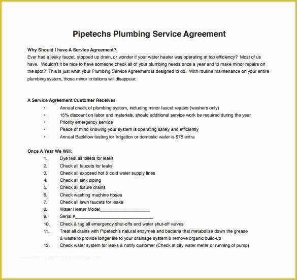 Plumbing Proposal Template Free Of Plumbing Contract Template 7 Download Documents In Pdf
