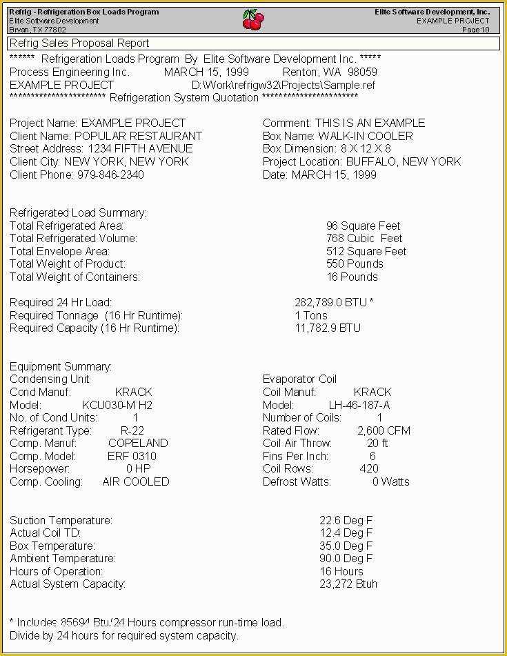 Plumbing Proposal Template Free Of Refrig Sample Reports