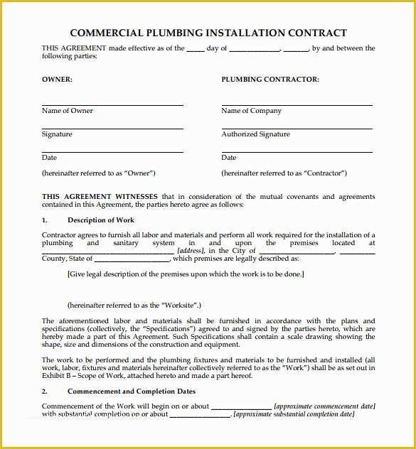 Plumbing Quotation Templates Free Of 9 Plumbing Contract Templates & Samples Doc Pdf