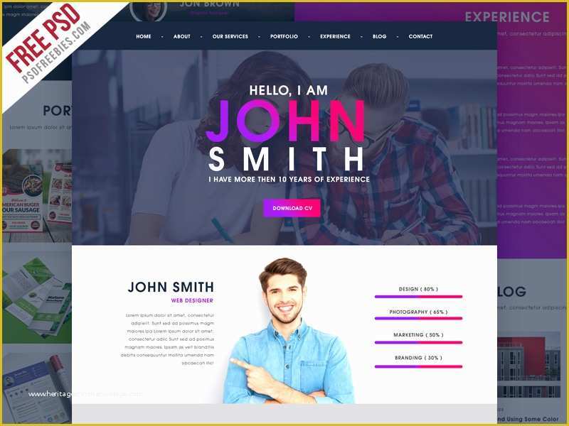 Portfolio Templates Psd Free Download Of Psd Website Template E Page Portfolio Template Psd