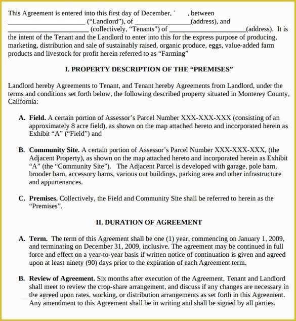 Profit Share Agreement Template Free Of 10 Pasture Lease Agreement Templates Download for Free