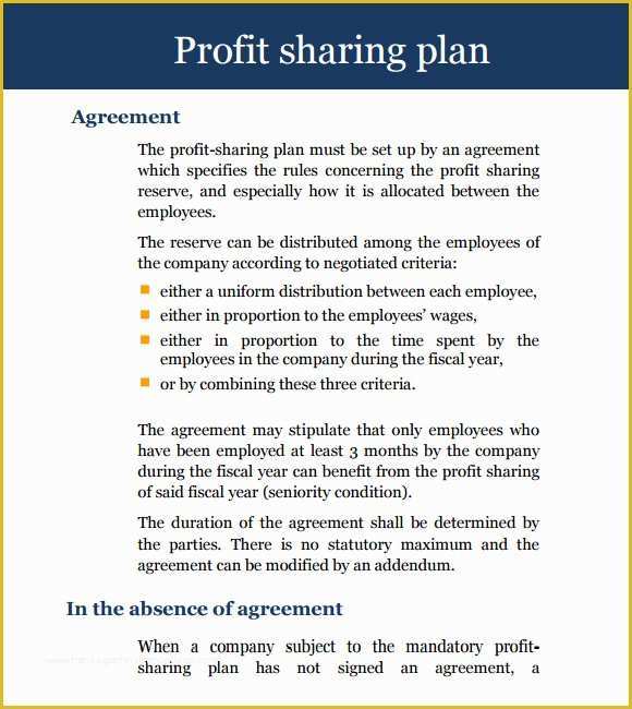 Profit Share Agreement Template Free Of 11 Sample Profit Sharing Agreements