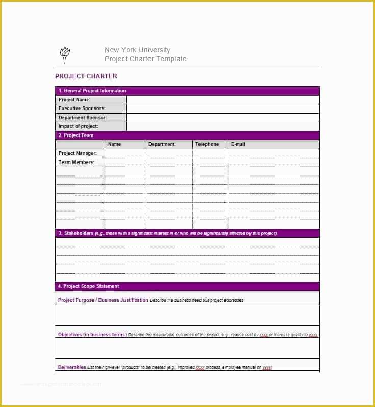 Project Charter Template Excel Free Of 40 Project Charter Templates & Samples [excel Word