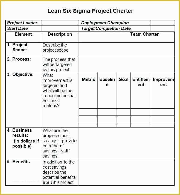 Project Charter Template Excel Free Of 94 Six Sigma Project Charter Template Project Charter