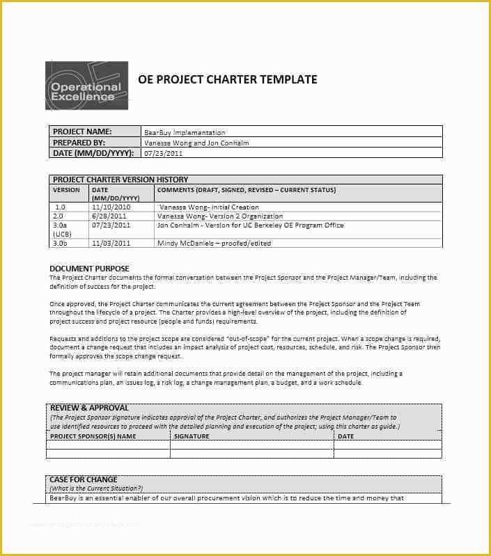 Project Charter Template Excel Free Of Group Project Charter Examples