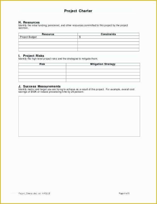 Project Charter Template Excel Free Of Project Charter Document Template Project Charter