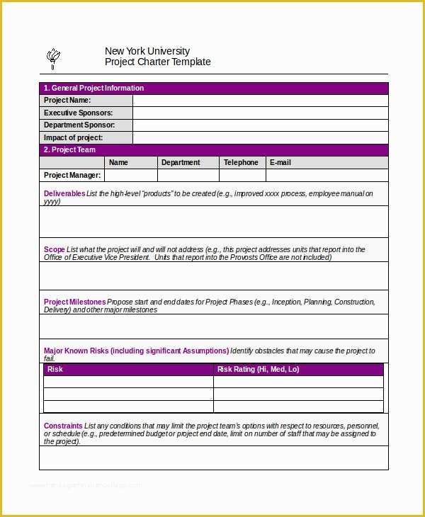 Project Charter Template Excel Free Of Project Charter Template 10 Free Word Pdf Documents