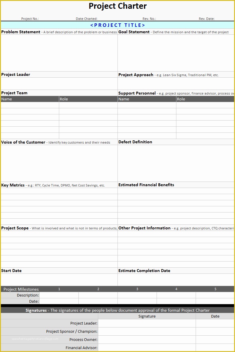 Project Charter Template Excel Free Of Project Charter Template