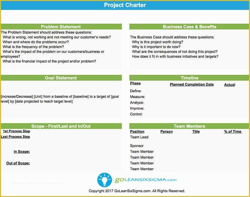 Project Charter Template Excel Free Of Project Charter Template