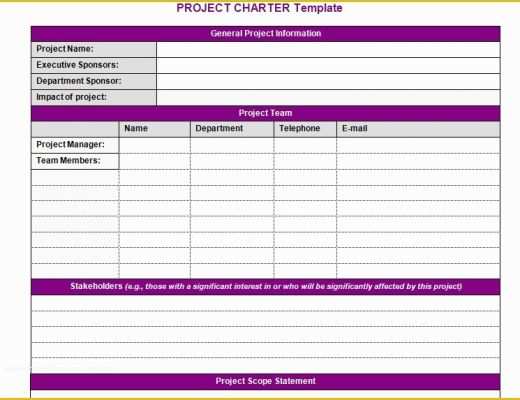 Project Charter Template Excel Free Of Project Charter Template