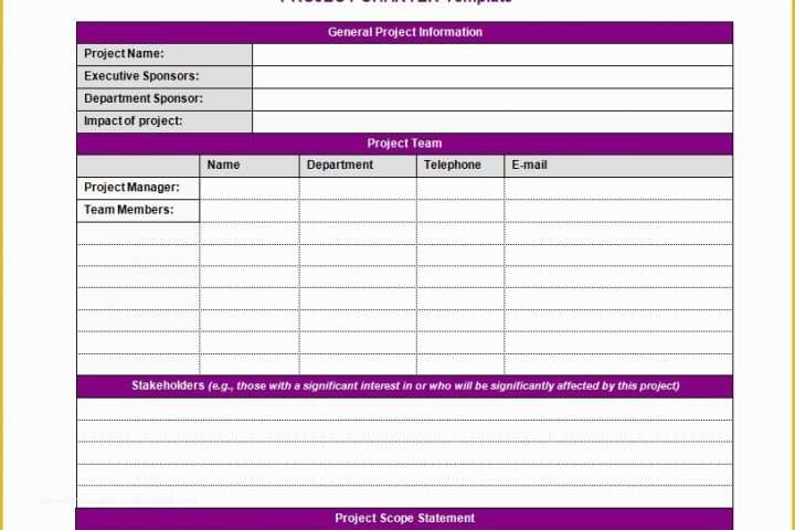 Project Charter Template Excel Free Of Project Charter Template