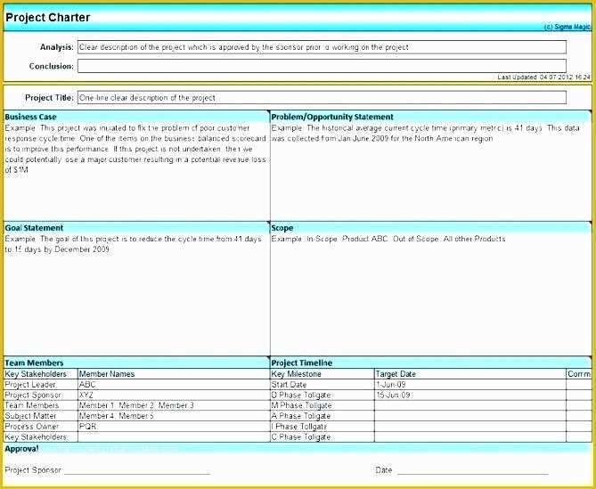 Project Charter Template Excel Free Of Sigma Calculator Excel Template Project Follow Up Six