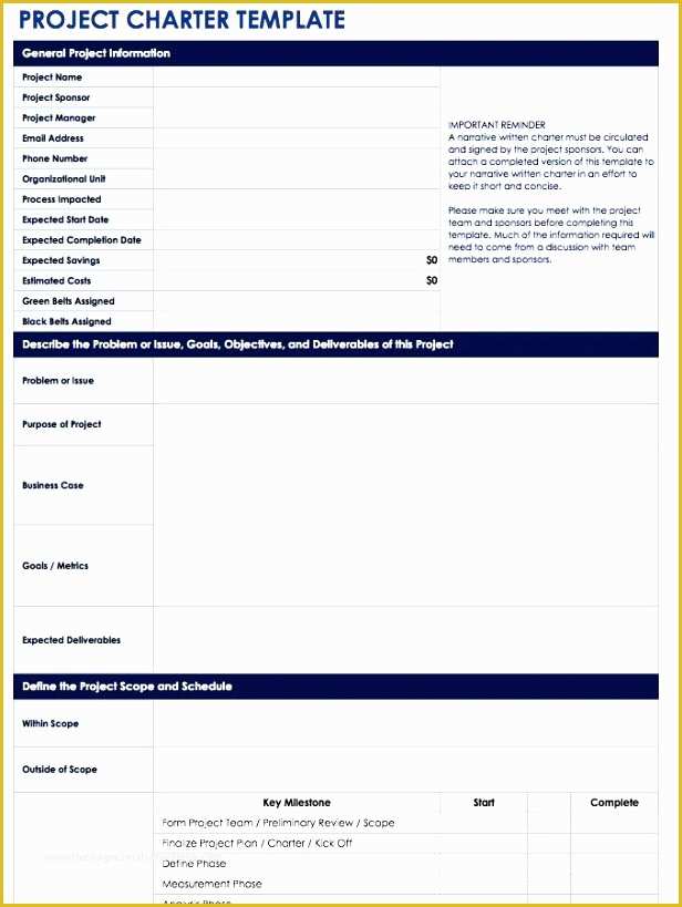 Project Charter Template Excel Free Of Six Sigma Project Charter Template Excel Bhdrk Best