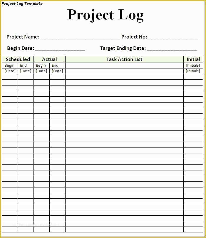 Project forms Free Templates Of 7 Free Project Log Templates Excel Pdf formats