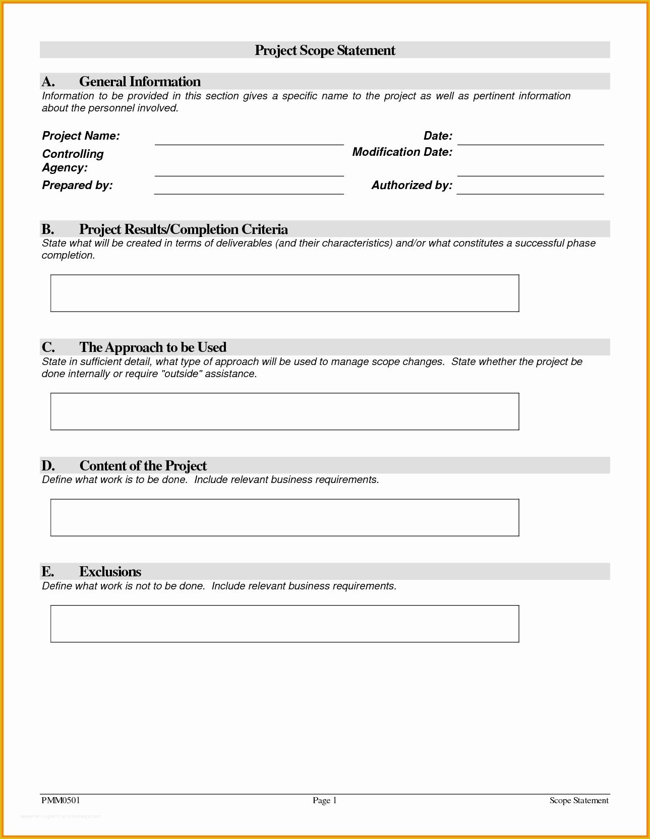 Project forms Free Templates Of 8 Project Scope Statement Template