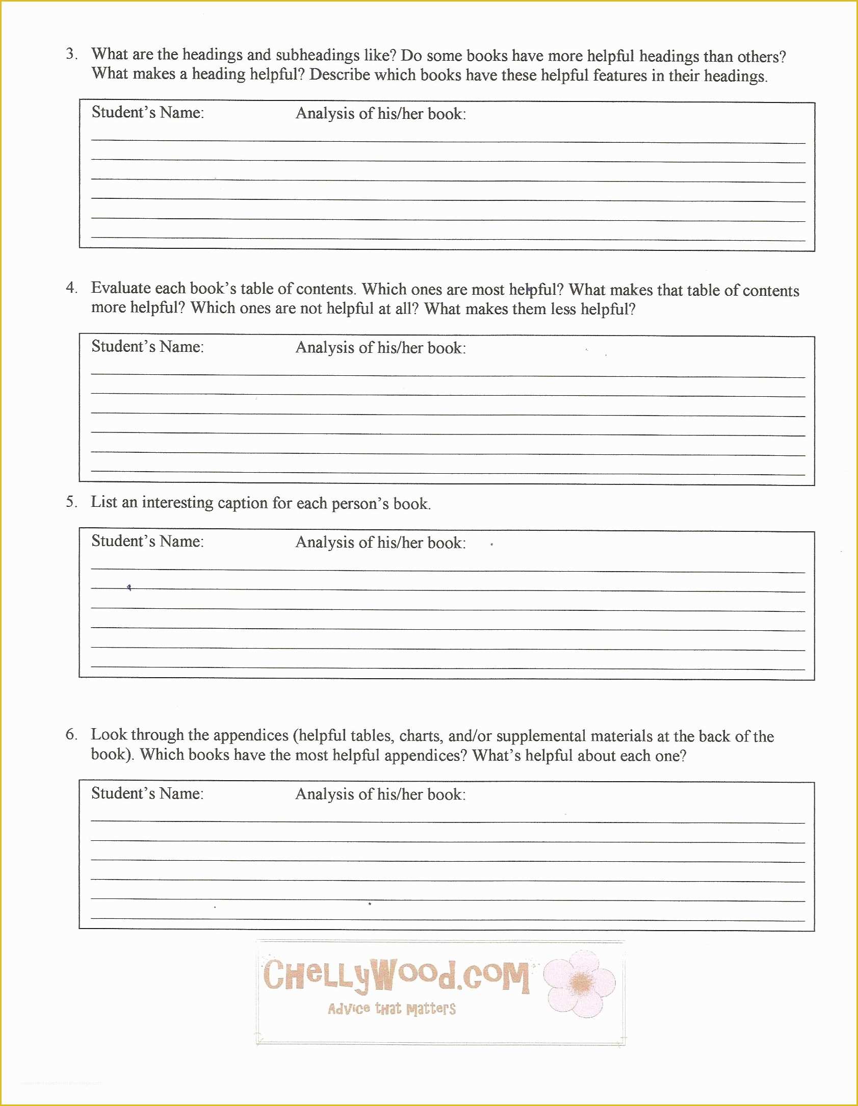 Project forms Free Templates Of Nonfiction Reading the English Emporium