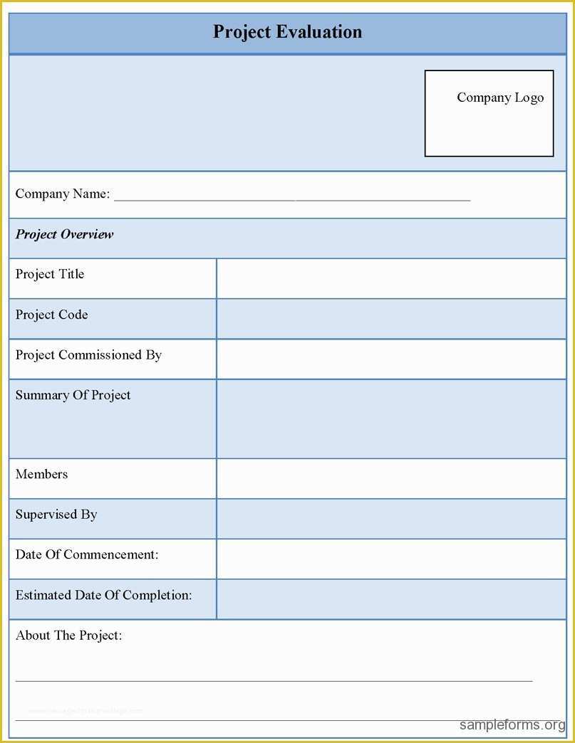 Project forms Free Templates Of Project Evaluation form Sample forms