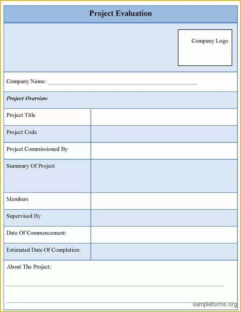 Project forms Free Templates Of Project Evaluation form Sample forms