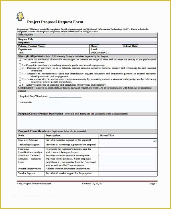 Project forms Free Templates Of Project Proposal form Template