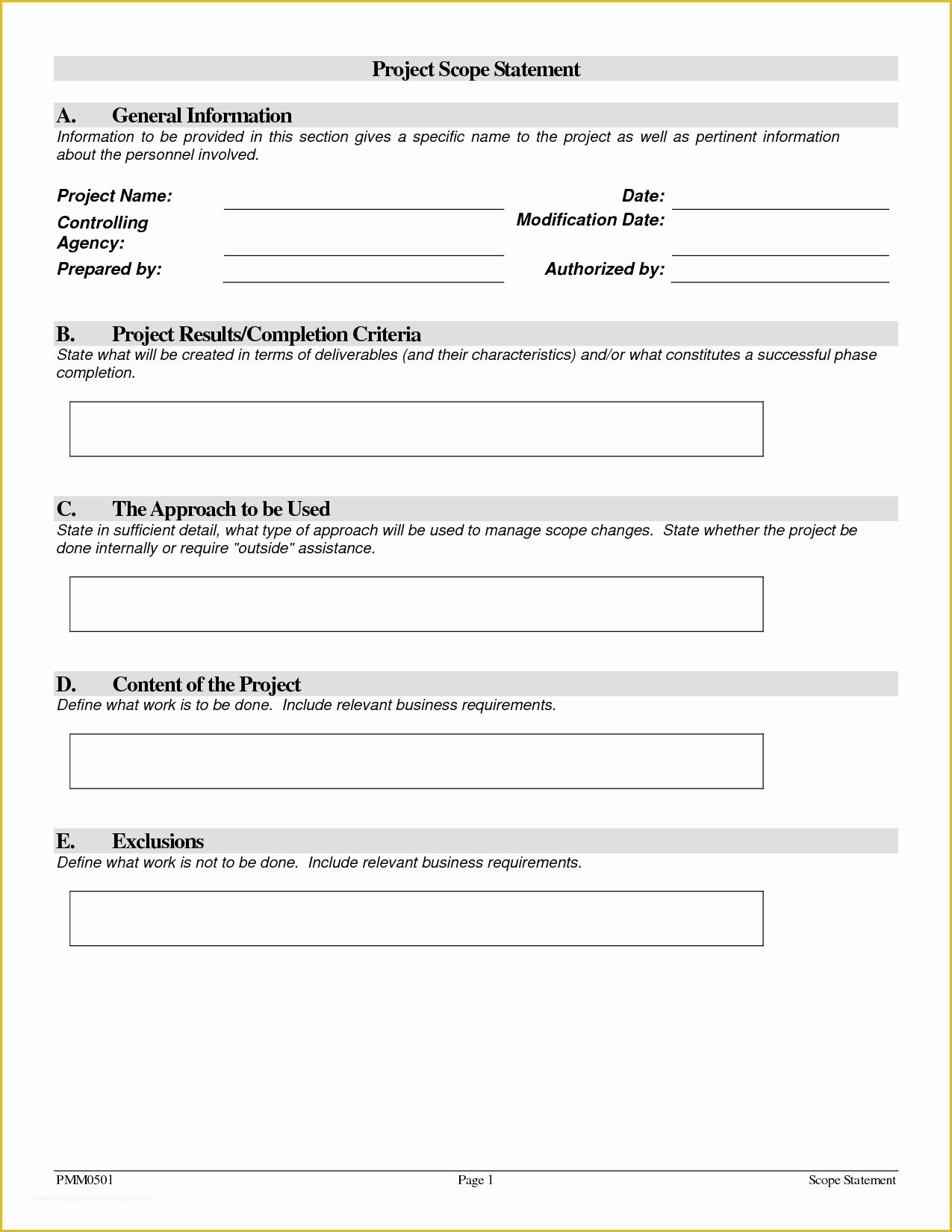 Project forms Free Templates Of Project Scope Template