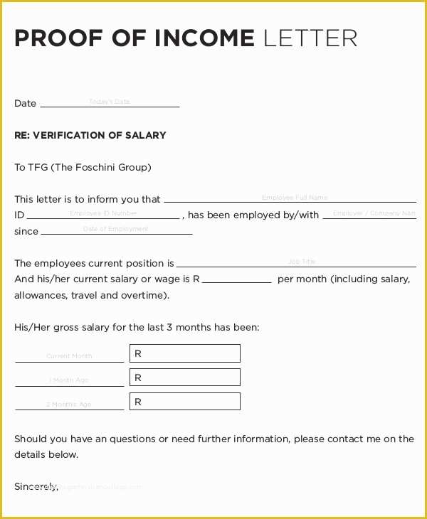 Proof Of Income Letter Template Free Of 16 Proof Of In E Letters Pdf Doc