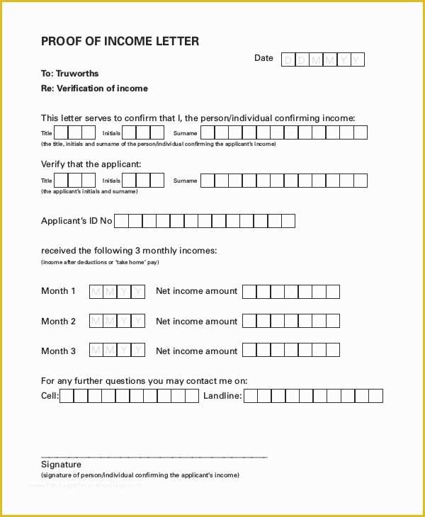 Proof Of Income Letter Template Free Of 16 Proof Of In E Letters Pdf Doc