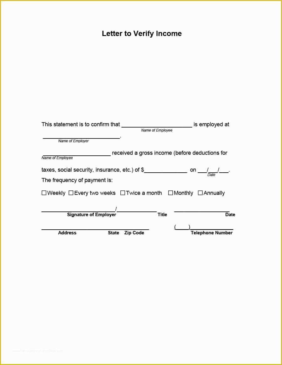Proof Of Income Letter Template Free Of 40 In E Verification Letter Samples & Proof Of In E