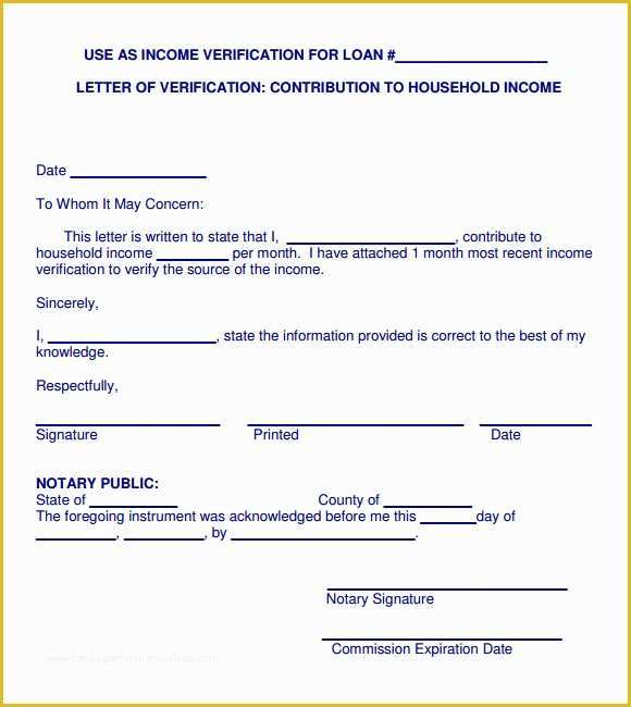 Proof Of Income Letter Template Free Of Sample In E Verification Letter 5 Free Documents