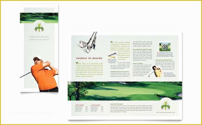 Publisher Tri Fold Brochure Templates Free Of Golf Course &amp; Instruction Tri Fold Brochure Template