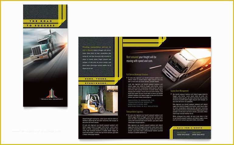 Publisher Tri Fold Brochure Templates Free Of Trucking &amp; Transport Tri Fold Brochure Template Word