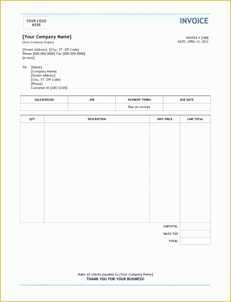 Quickbooks Templates Download Free Of 7 Quickbooks Invoice Templates Free Download Rptio