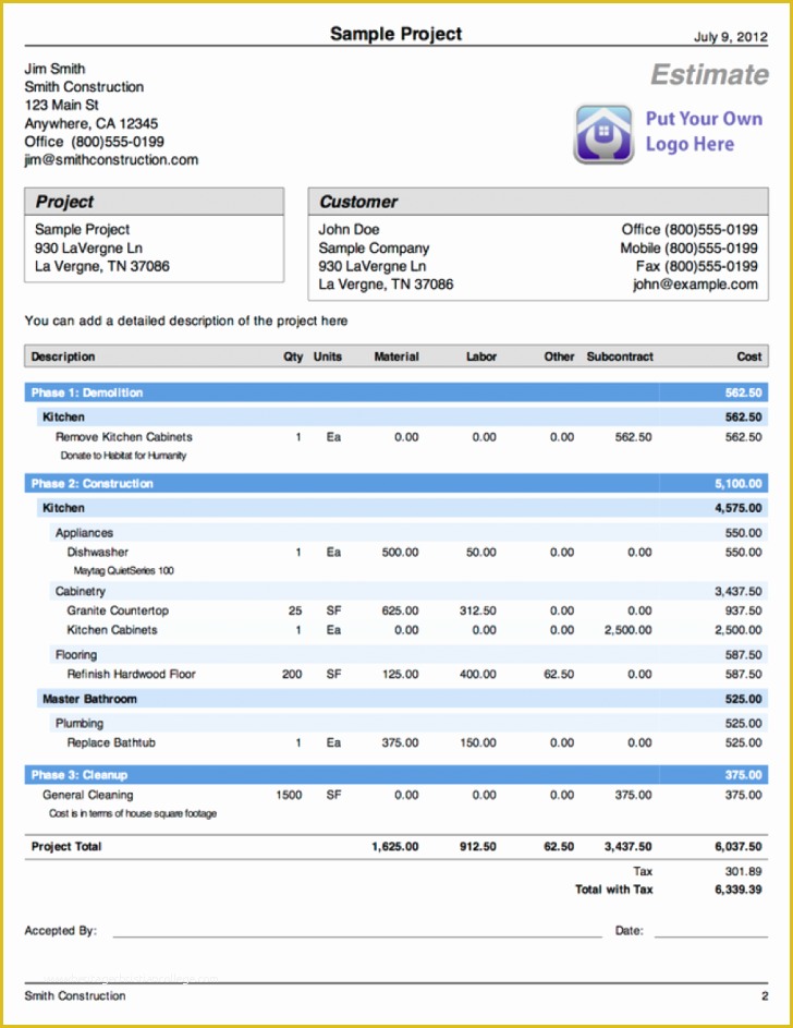 Quickbooks Templates Download Free Of Quickbooks Estimate Template with Roofing Estimates