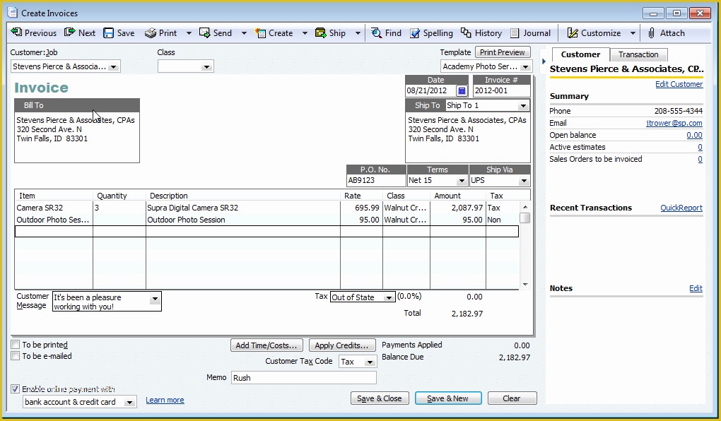 Quickbooks Templates Download Free Of Quickbooks Invoice Template