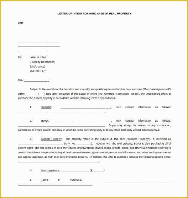 Real Estate Letters Free Templates Of 19 Letter Of Intent Template Free Sample Example