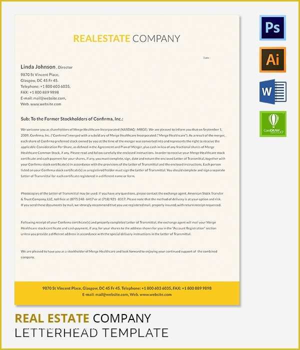 Real Estate Letters Free Templates Of 38 Pany Letterhead Templates – Free Sample Example